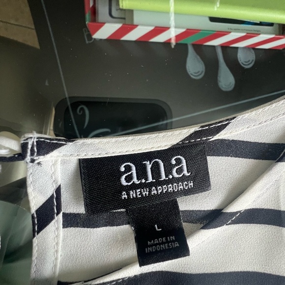 a.n.a Black and White Striped Blouse - Picture 5 of 5